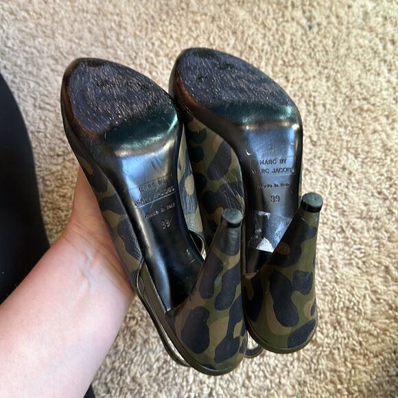 MARC JACOBS HEELS CAMO SLINGBACK PUMPS LEATHER MADE IN ITALY SIZE 39 - Picture 12 of 16